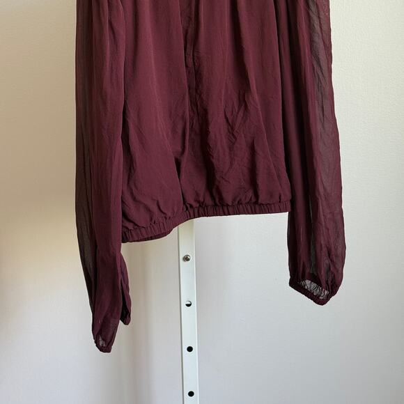Guess by Marciano sz XS Burgundy‎ Y2k fairy cottage 100% Silk Top - Picture 8 of 9